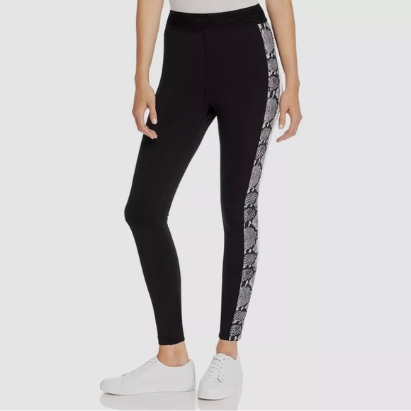 PAM & GELA Spring Trend Black Snake Print Stripe Leggings S - Picture 2 of 7